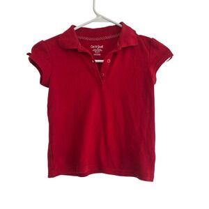 Cat & Jack Red Short Sleeve School Uniform Polo Shirt Top Girls XS 4/5